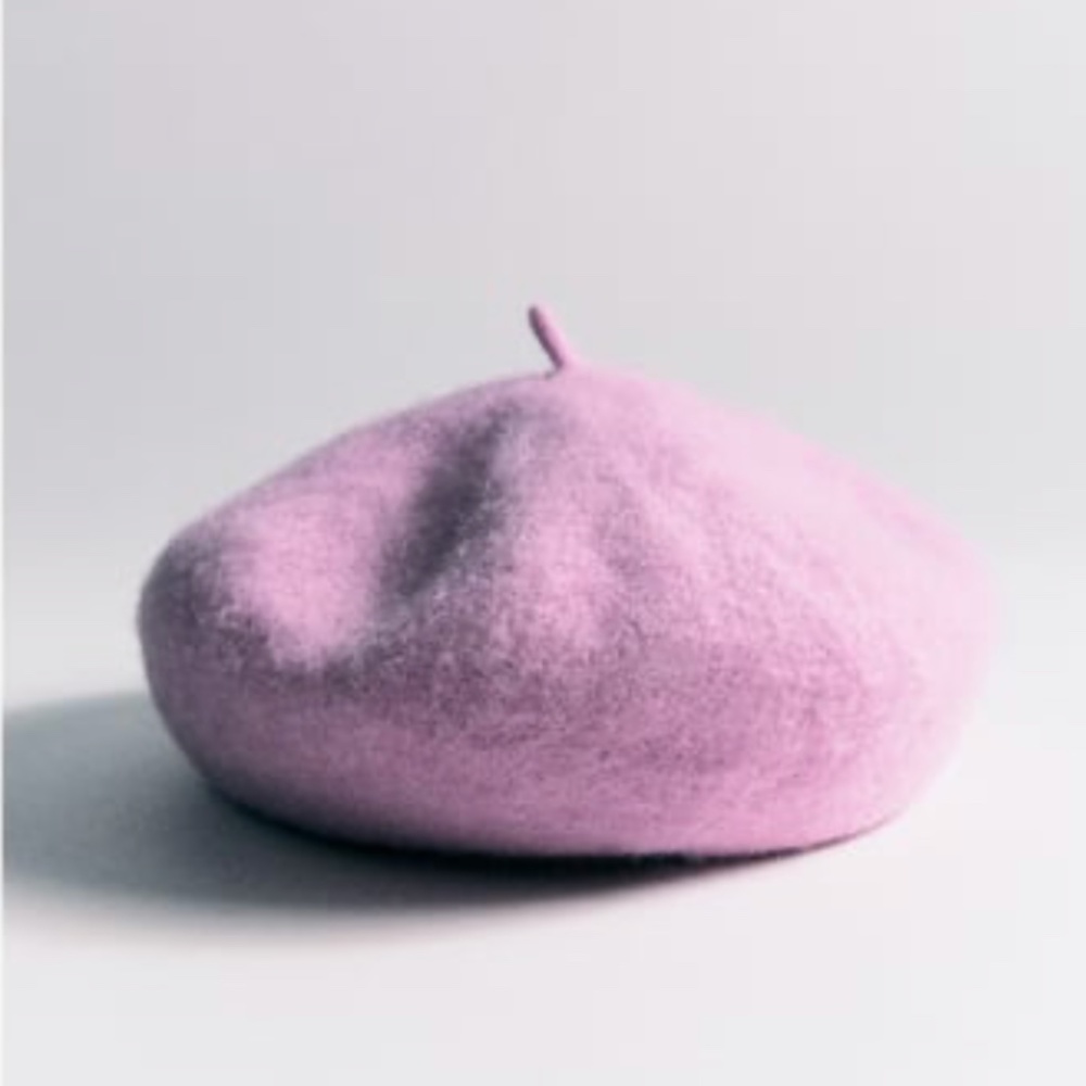 New Pink wool beret Zara